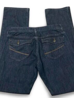 Sonoma Jeans Womens 8 Modern Fit Straight Low Rise Preppy Dark Wash Blue Stretch